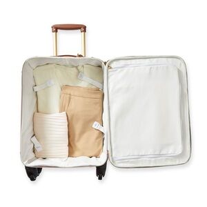 Mark and Graham Carry On Suitcase in white and brown